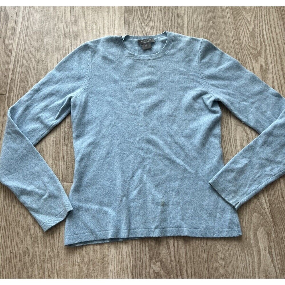 Ann Taylor Cashmere Sweater Blue Small Stain Knit Top Women’s